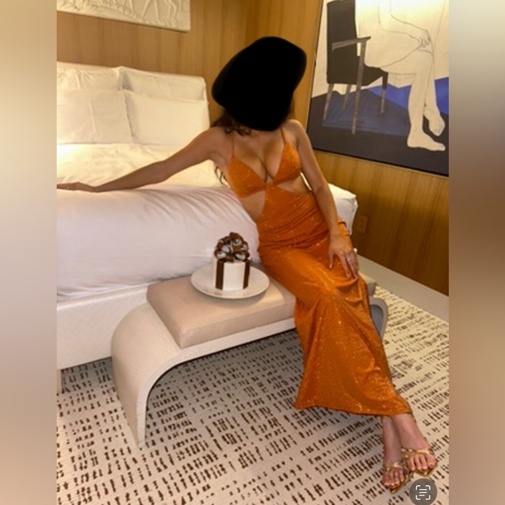 Cult Gaia Orange Plunge Sundress